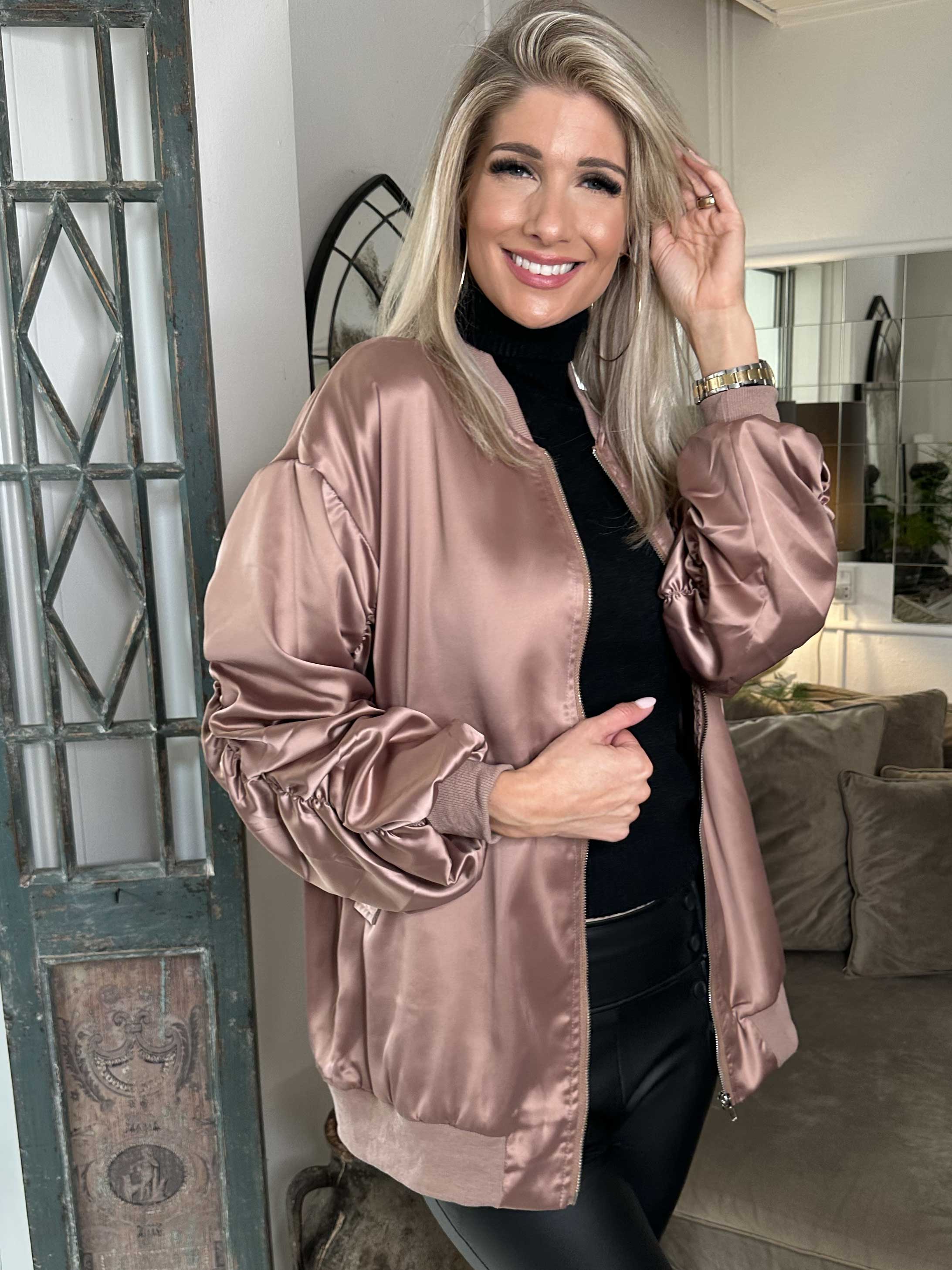 Idalia - Shiny lätt jacka med dragkedja